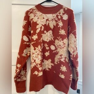 Baltic Born Floral Knit Sweater - Rust and Cream